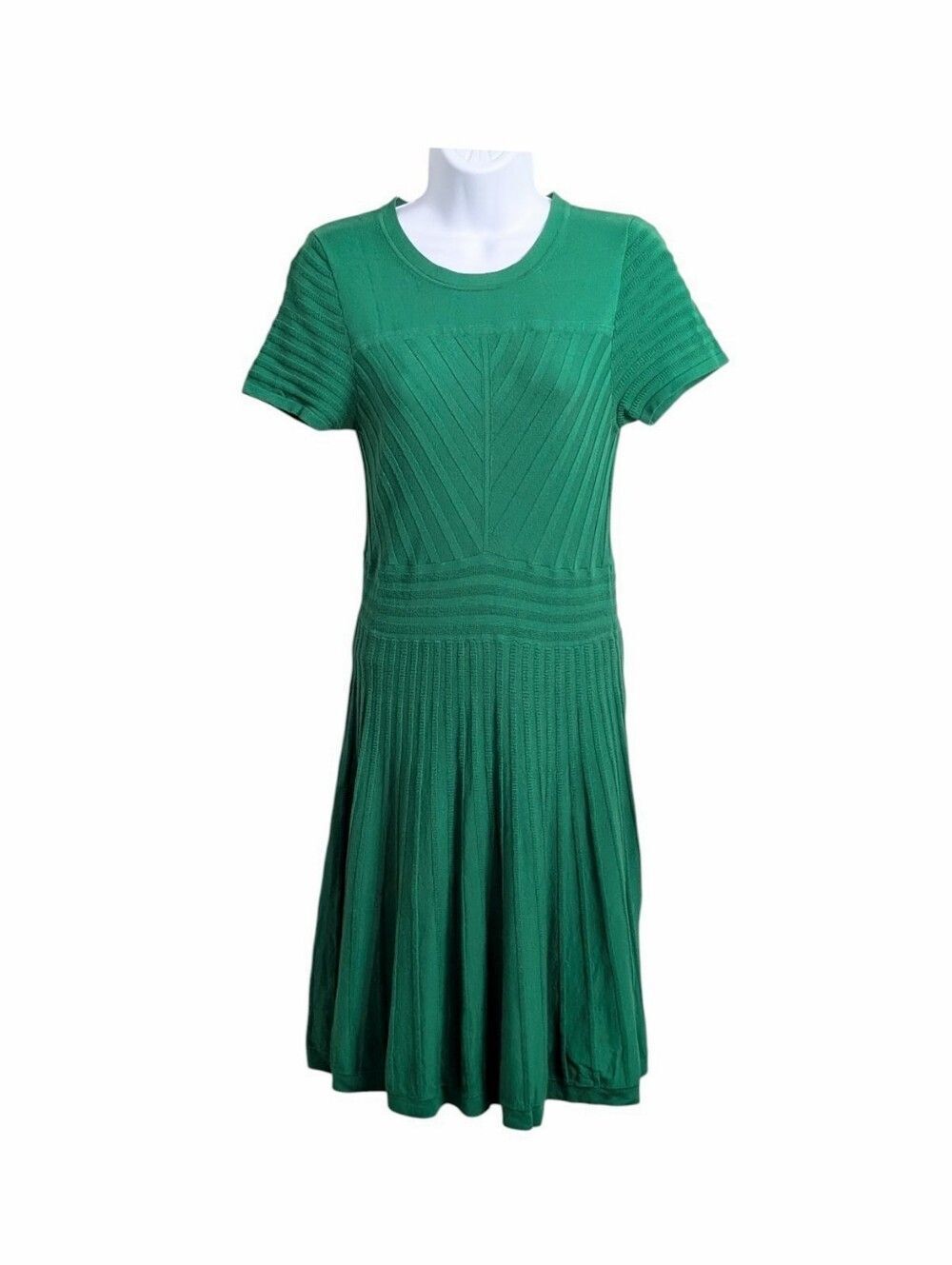 Shoshanna Green A-Line Sweater Dress Size S Short Sleeve Old Money Quiet Luxury